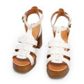 Dámske kožené sandále s výpletom 96-D-252-0