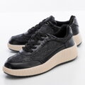 Dámske kožené sneakersy čierne 99-DP-403-1