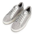 Dámske kožené sneakersy strieborné 100-DP-405-8