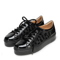 Dámske kožené sneakersy čierne 101-D-108-1