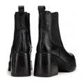 Dámske kožené čižmy na podpätku čierne 99-D-307-1  