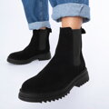 Dámske semišové Chelsea čižmy s hrubou podrážkou 97-D-308-1