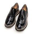 Dámske slip-on tenisky z lakovanej kože čierne 98-D-107-1  