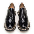 Dámske slip-on tenisky z lakovanej kože čierne 98-D-107-1  