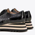 Dámske slip-on tenisky z lakovanej kože čierne 98-D-107-1  