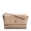 Béžová crossbody kabelka z prírodnej kože s klopou 102-4E-211-9