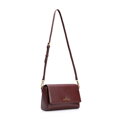 Bordová crossbody kabelka z prírodnej kože s klopou 102-4E-211-3