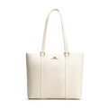 Elegantná dámska shopper kabelka z prírodnej kože krémová 102-4E-209-0