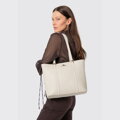 Elegantná dámska shopper kabelka z prírodnej kože krémová 102-4E-209-0