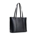 Elegantná dámska shopper kabelka z prírodnej kože čierno-strieborná 102-4E-209-1S