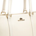 Elegantná dámska shopper kabelka z prírodnej kože krémová 102-4E-209-0