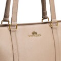 Elegantná dámska shopper kabelka z prírodnej kože béžová 102-4E-209-9