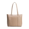 Elegantná dámska shopper kabelka z prírodnej kože béžová 102-4E-209-9