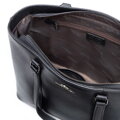 Elegantná dámska shopper kabelka z prírodnej kože čierno-strieborná 102-4E-209-1S