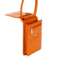 Mini crossbody kabelka z kože 2 v 1 oranžová  