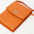 Mini crossbody kabelka z kože 2 v 1 oranžová  