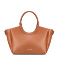 Kuferek damski z ekoskóry z okrągłymi rączkami brązowy 102-4Y-905-5