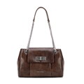 Hnedá crossbody kabelka z imitácie kože s retiazkou a kovovou sponou 101-4Y-410-4