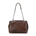 Hnedá crossbody kabelka z imitácie kože s retiazkou a kovovou sponou 101-4Y-410-4