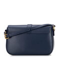 Tmavomodrá crossbody kabelka z prírodnej kože s klopou 101-4E-601-7