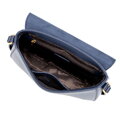 Tmavomodrá crossbody kabelka z prírodnej kože s klopou 101-4E-601-7