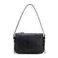 Čierna crossbody kabelka z prírodnej kože s ozdobnými zirkónmi 102-4E-619-1