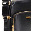 Pánska kožená crossbody taška s prídavným vreckom čierno-zlatá 102-4U-603-1G
