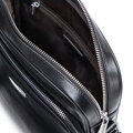 Pánska kožená taška cez rameno s doplnkovým vreckom čierno-strieborná 102-4U-603-1S