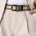 Čierno-béžový pánsky kožený opasok s elegantným detailom Wittchen 98-8M-003-1