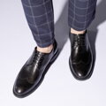 Pánska kožená derby obuv s plochými švami 95-M-506-1