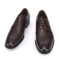 Pánska kožená derby obuv so zapletenou prednou časťou 95-M-505-4