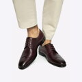 Pánske klasické kožené derby topánky bordové 99-M-513-3