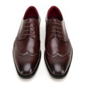 Pánske klasické kožené derby topánky bordové 99-M-513-3