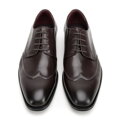 Pánske klasické kožené derby topánky tmavohnedé 99-M-513-4