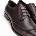 Pánske klasické kožené derby topánky tmavohnedé 99-M-513-4
