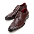 Pánske klasické kožené derby topánky bordové 99-M-513-3