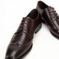 Pánske klasické kožené derby topánky tmavohnedé 99-M-513-4