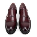 Pánske double monki kožené na hrubej podrážke bordové 99-M-510-3