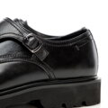 Pánske čierne double monk poltopánky z prírodnej kože na track podrážke 101-M-502-1