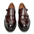Pánske kožené poltopánky double monk tmavohnedé 101-M-502-4