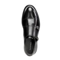 Pánske čierne double monk poltopánky z prírodnej kože na track podrážke 101-M-502-1