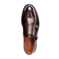 Pánske kožené poltopánky double monk tmavohnedé 101-M-502-4