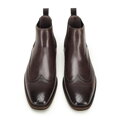 Pánske perforované klasické kožené členkové topánky tmavohnedé 99-M-504-4