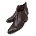 Pánske kožené členkové topánky s motívom croco hnedé 99-M-506-4