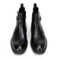 Pánske kožené členkové topánky s prackou čierne 99-M-511-1