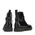 Pánske kožené členkové topánky s prackou čierne 99-M-511-1