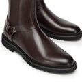 Pánske kožené členkové čižmy s ozdobným pásikom tmavohnedé 101-M-504-4