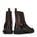 Pánske kožené členkové čižmy s ozdobným pásikom tmavohnedé 101-M-504-4