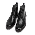 Pánske kožené členkové topánky s perforáciou čierne 99-M-514-1  