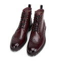 Pánske kožené členkové topánky s perforáciou bordové 99-M-514-3  